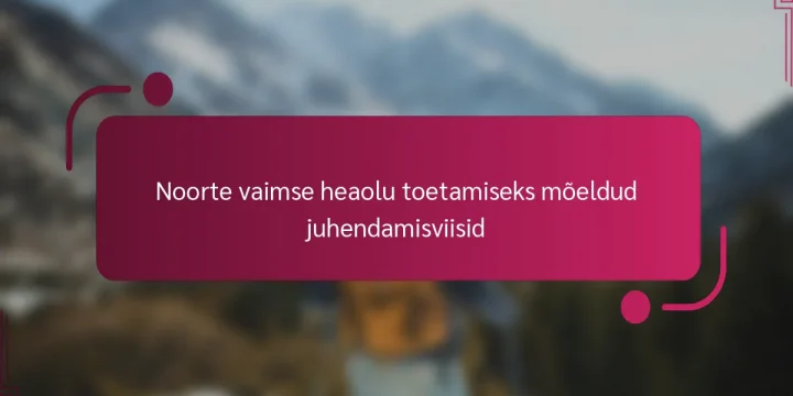 Noorte vaimse heaolu toetamiseks mõeldud juhendamisviisid