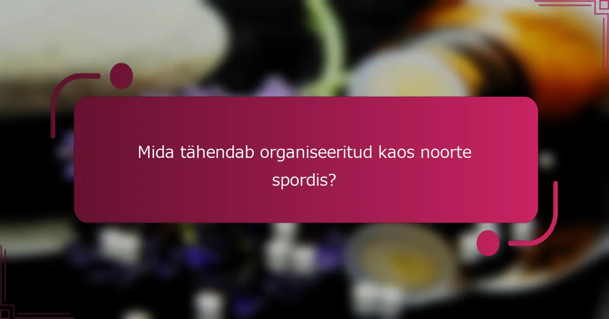 Mida tähendab organiseeritud kaos noorte spordis?