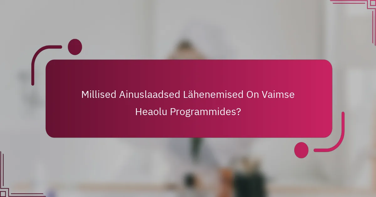 Millised Ainuslaadsed Lähenemised On Vaimse Heaolu Programmides?