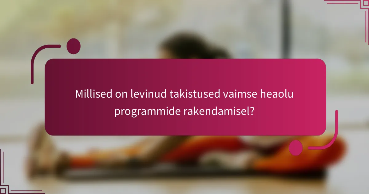 Millised on levinud takistused vaimse heaolu programmide rakendamisel?
