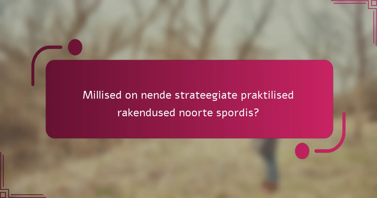 Millised on nende strateegiate praktilised rakendused noorte spordis?