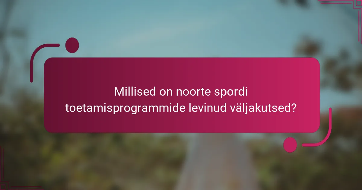 Millised on noorte spordi toetamisprogrammide levinud väljakutsed?