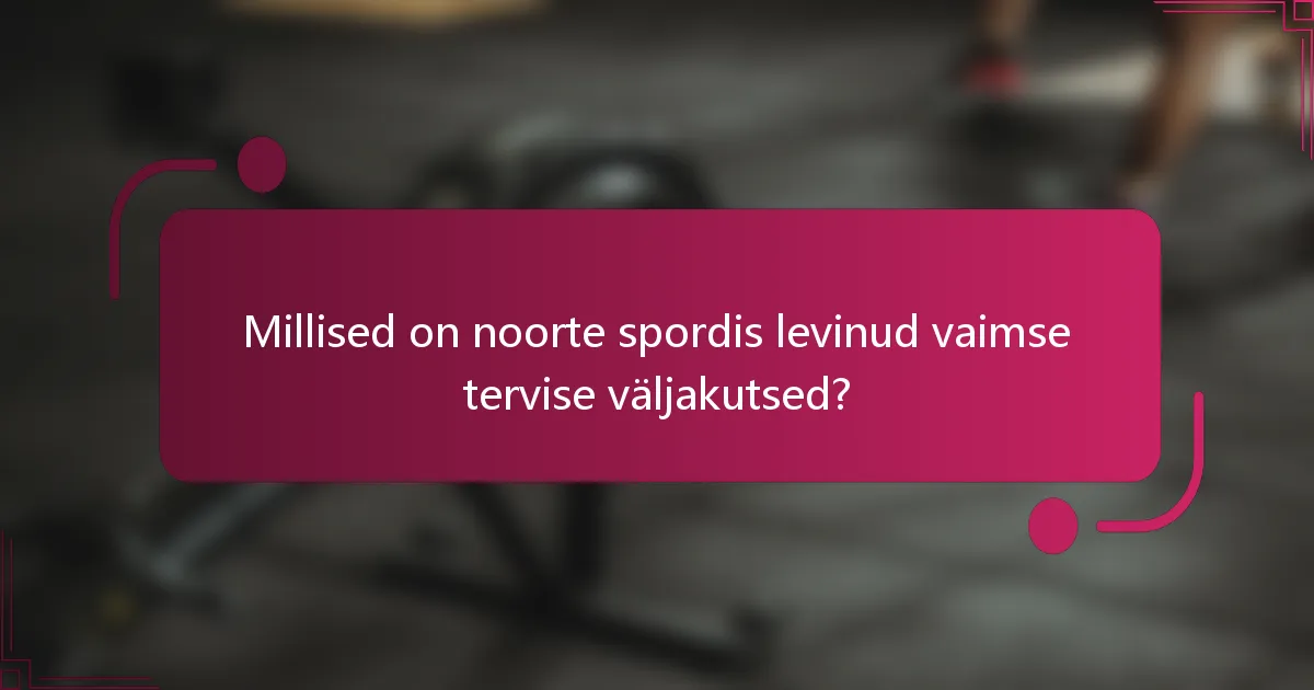 Millised on noorte spordis levinud vaimse tervise väljakutsed?
