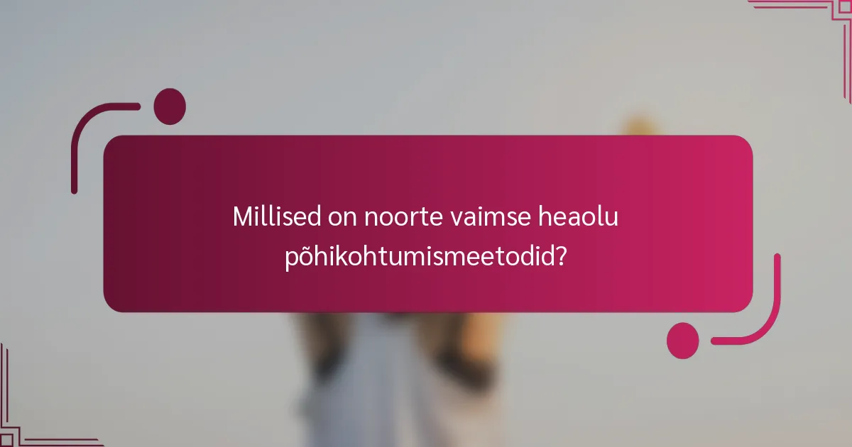 Millised on noorte vaimse heaolu põhikohtumismeetodid?