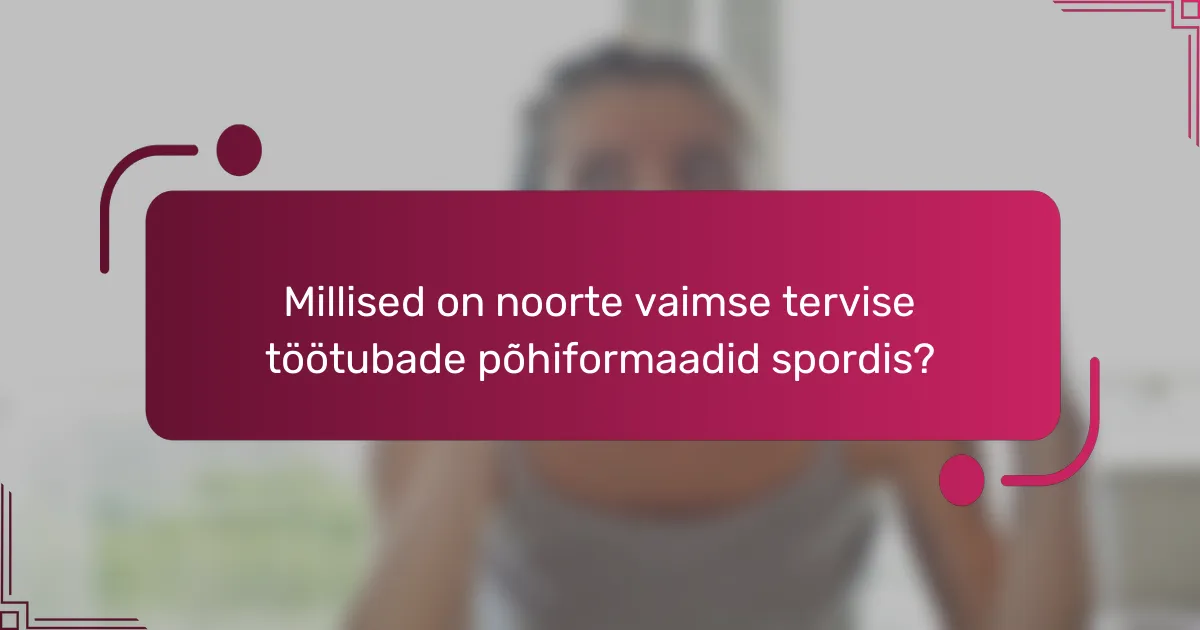 Millised on noorte vaimse tervise töötubade põhiformaadid spordis?