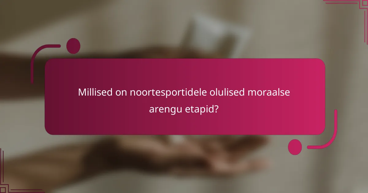 Millised on noortesportidele olulised moraalse arengu etapid?