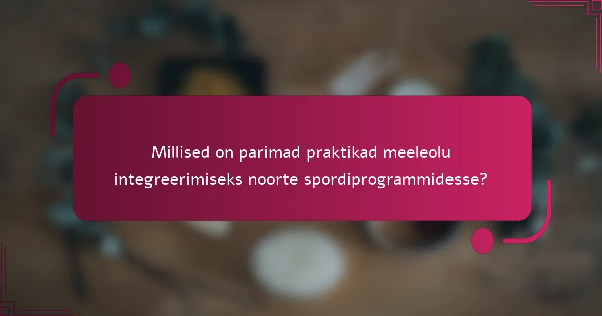 Millised on parimad praktikad meeleolu integreerimiseks noorte spordiprogrammidesse?