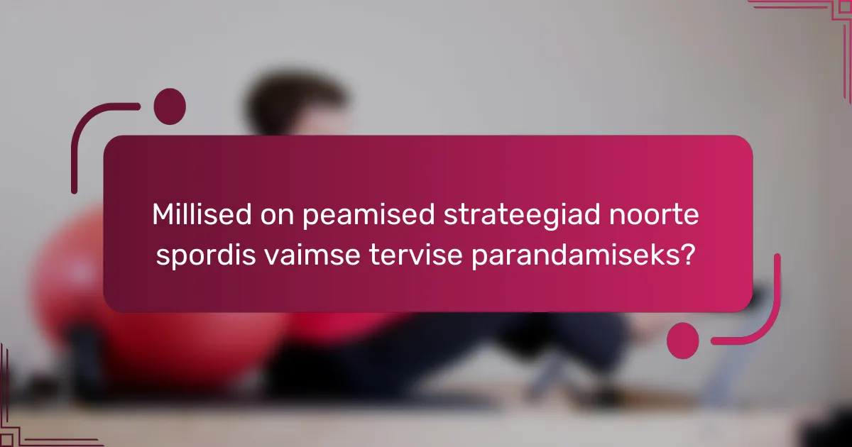 Millised on peamised strateegiad noorte spordis vaimse tervise parandamiseks?