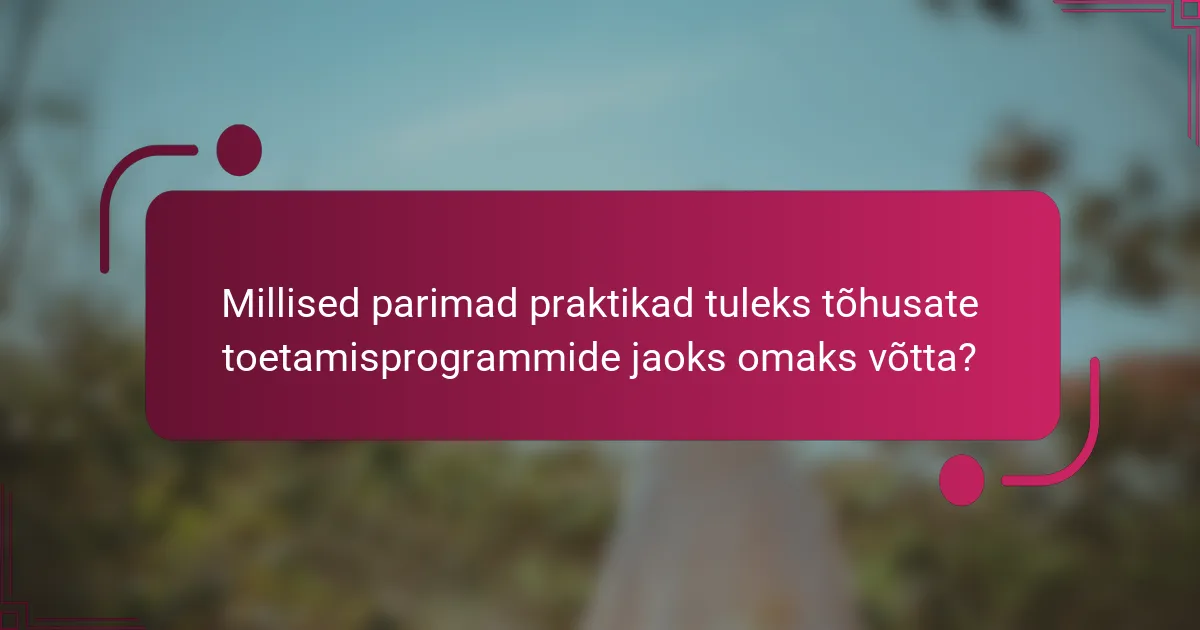 Millised parimad praktikad tuleks tõhusate toetamisprogrammide jaoks omaks võtta?
