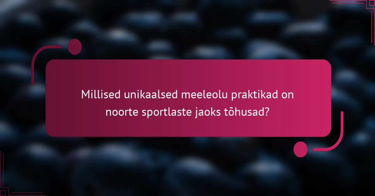 Millised unikaalsed meeleolu praktikad on noorte sportlaste jaoks tõhusad?